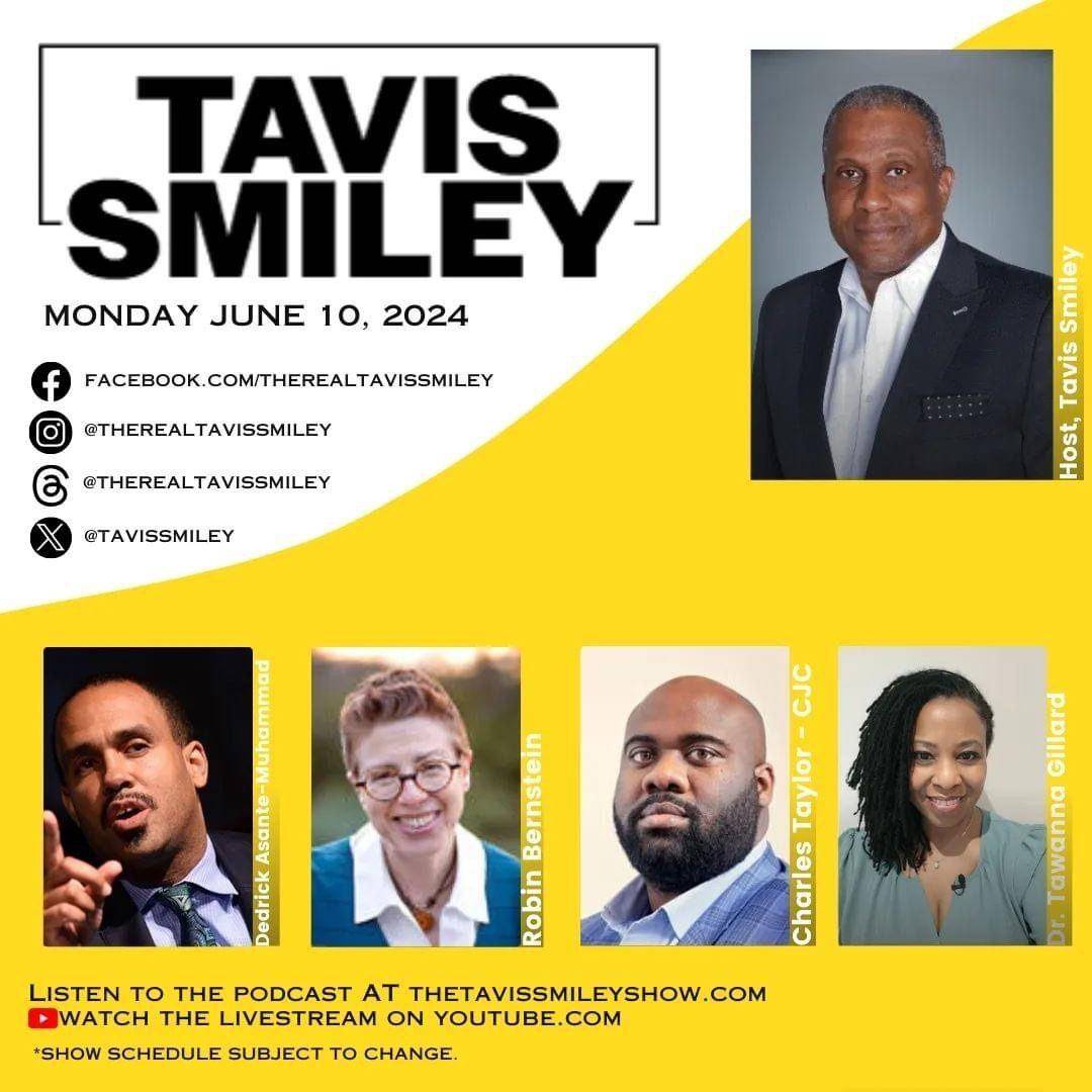 The Tavis Smiley Show guest lineup graphic for June 10, 2024